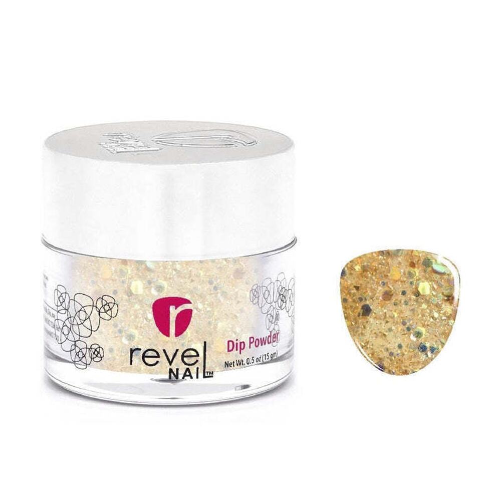 REVEL NAIL D445 CITRINE GOLD GLITTER DIP POWDER NEW SEALED RETIRED RARE